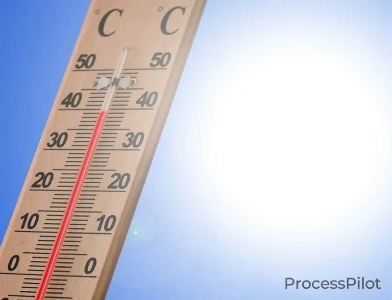 Thermomètre indiquant une température supérieure à 30 degrés Celsius sous un soleil éclatant, illustrant des conditions de chaleur extrême lors d'une canicule.