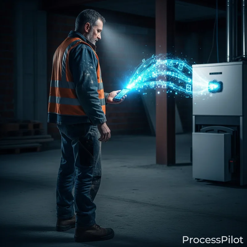 Artisan RGE souriant devant son ordinateur, gestion simplifiée et automatisée