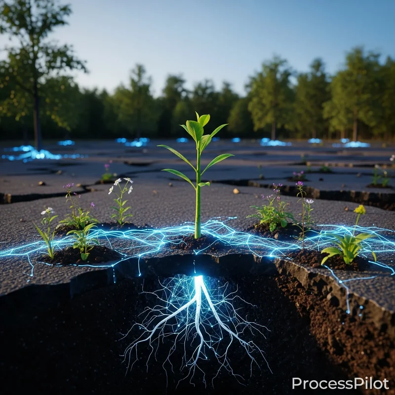 Illustration symbolisant la connexion entre la technologie, l'humain et la nature