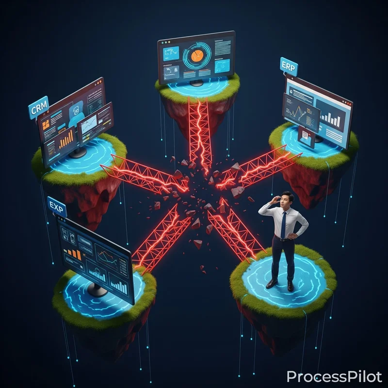 Illustration chaos outils non connectés PME BTP